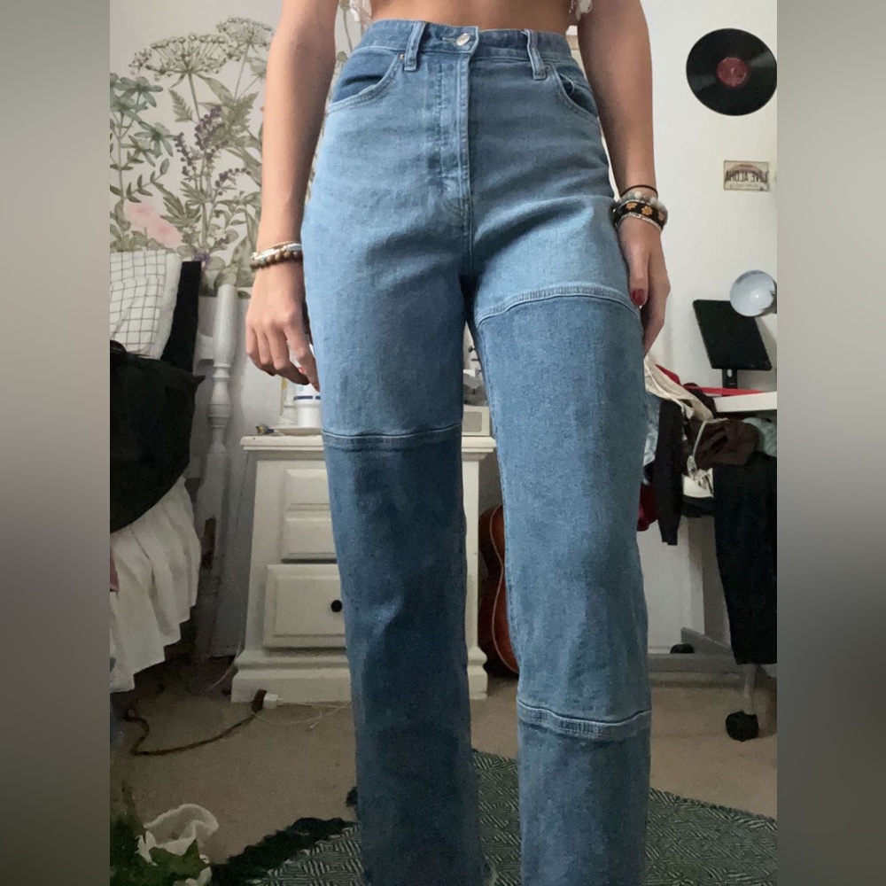 Wild Fable, blue denim patch jeans